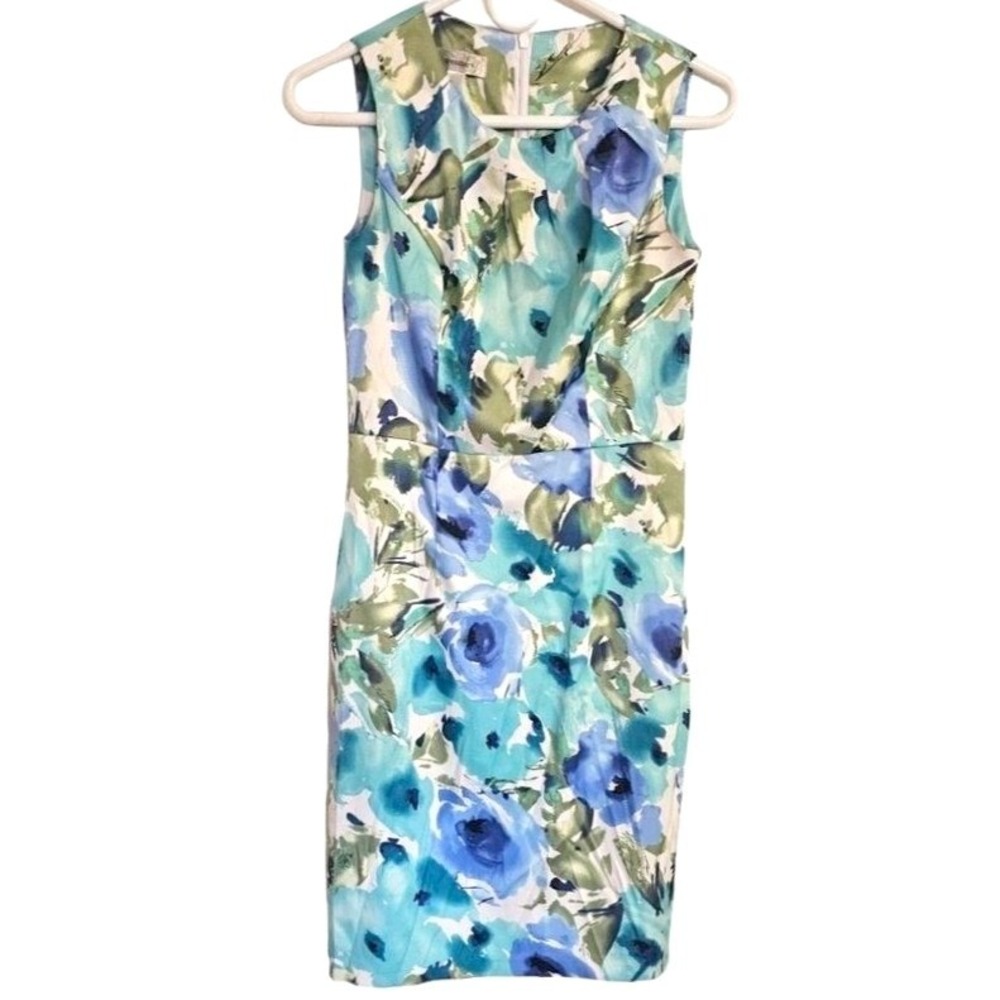 Dress Barn Dress Size‎ 4 Blue Floral midi sleeveless draped